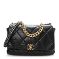 Goatskin Quilted Maxi Chanel 19 Flap Black