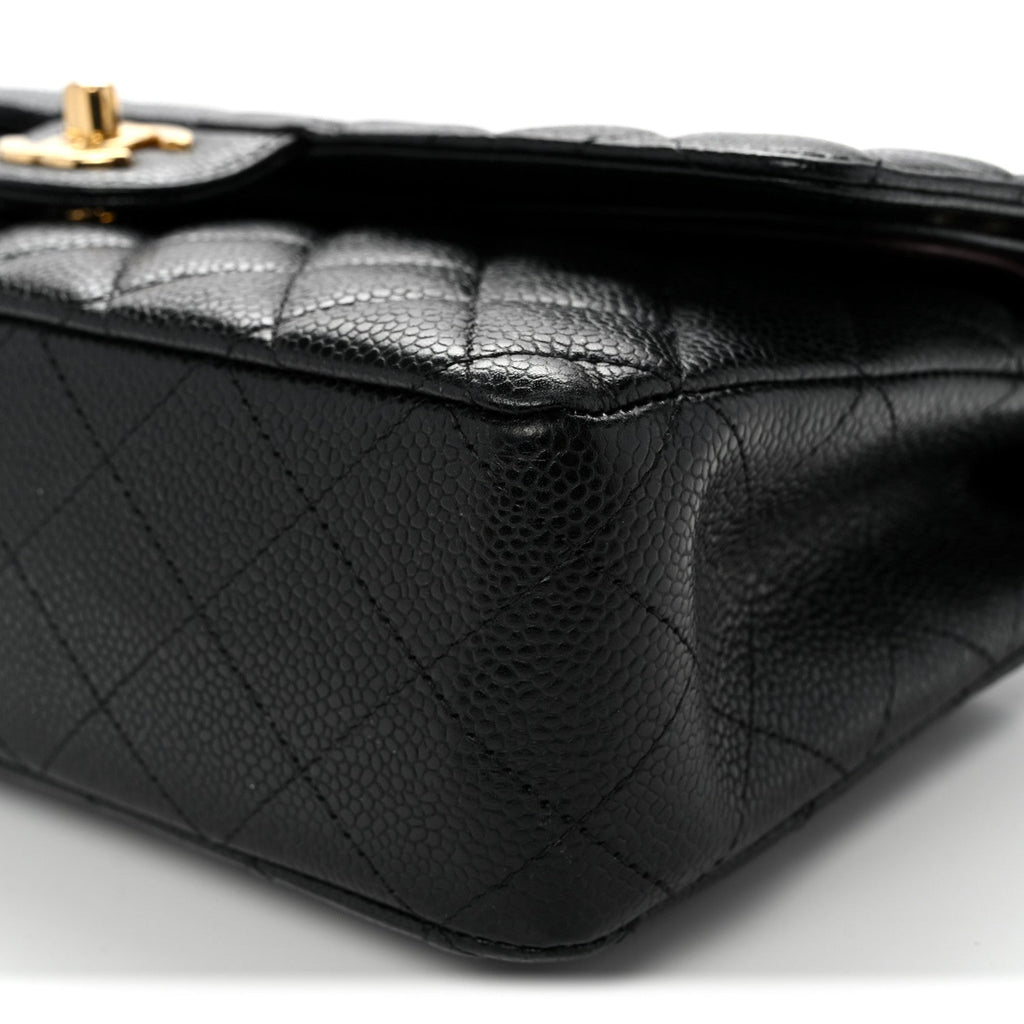 Caviar Quilted Medium Double Flap Black