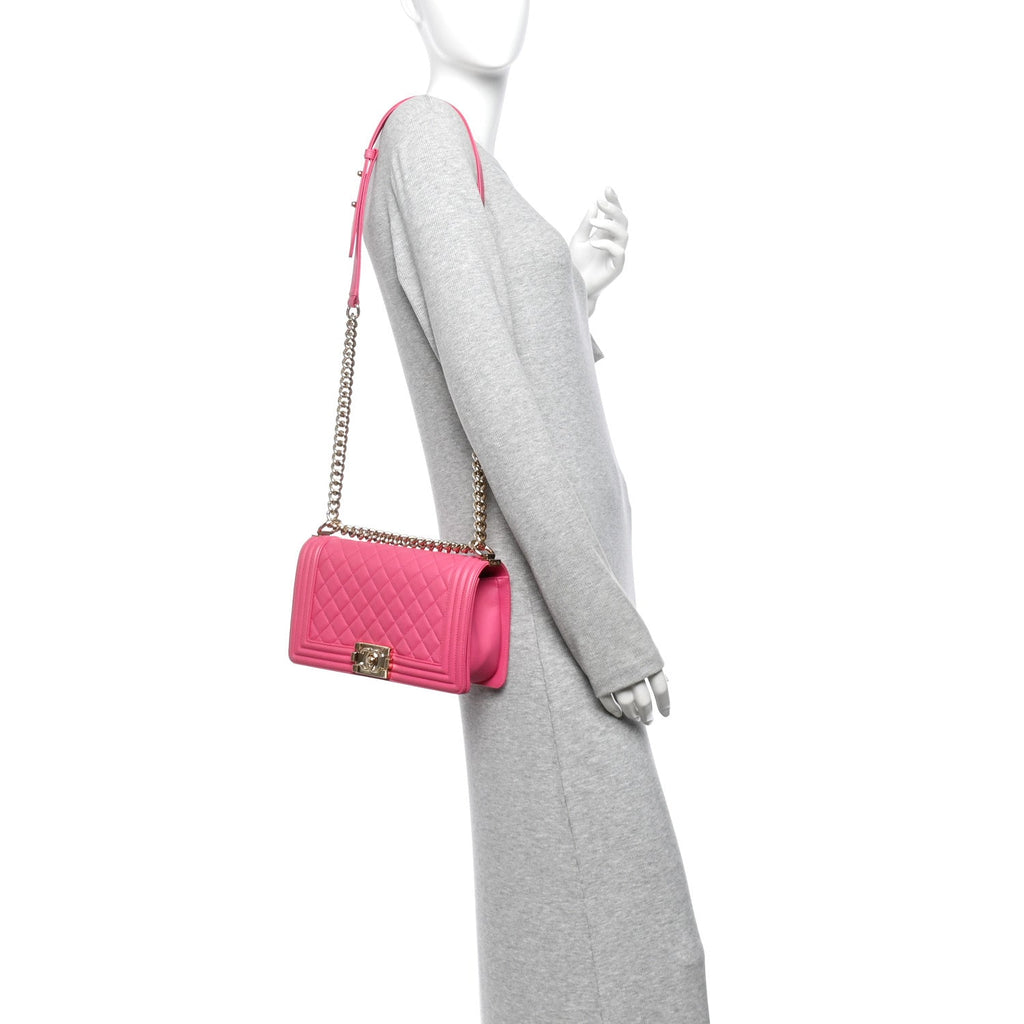 Lambskin Quilted Medium Boy Flap Pink
