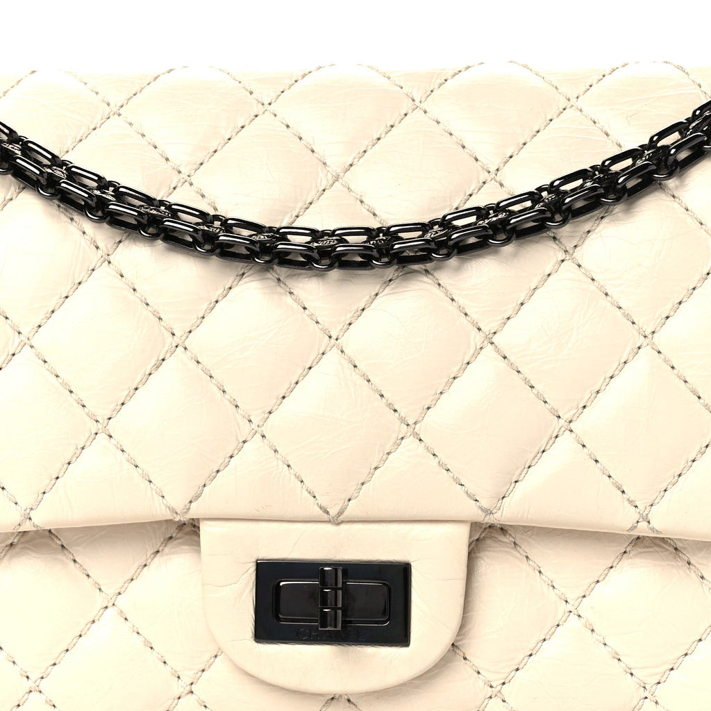 Aged Calfskin Quilted 2.55 Reissue 225 Flap White