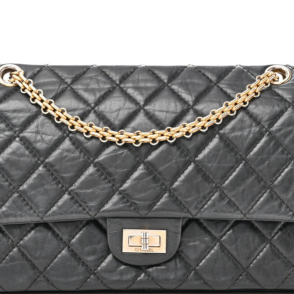 Aged Calfskin Quilted 2.55 Reissue 226 Flap Black
