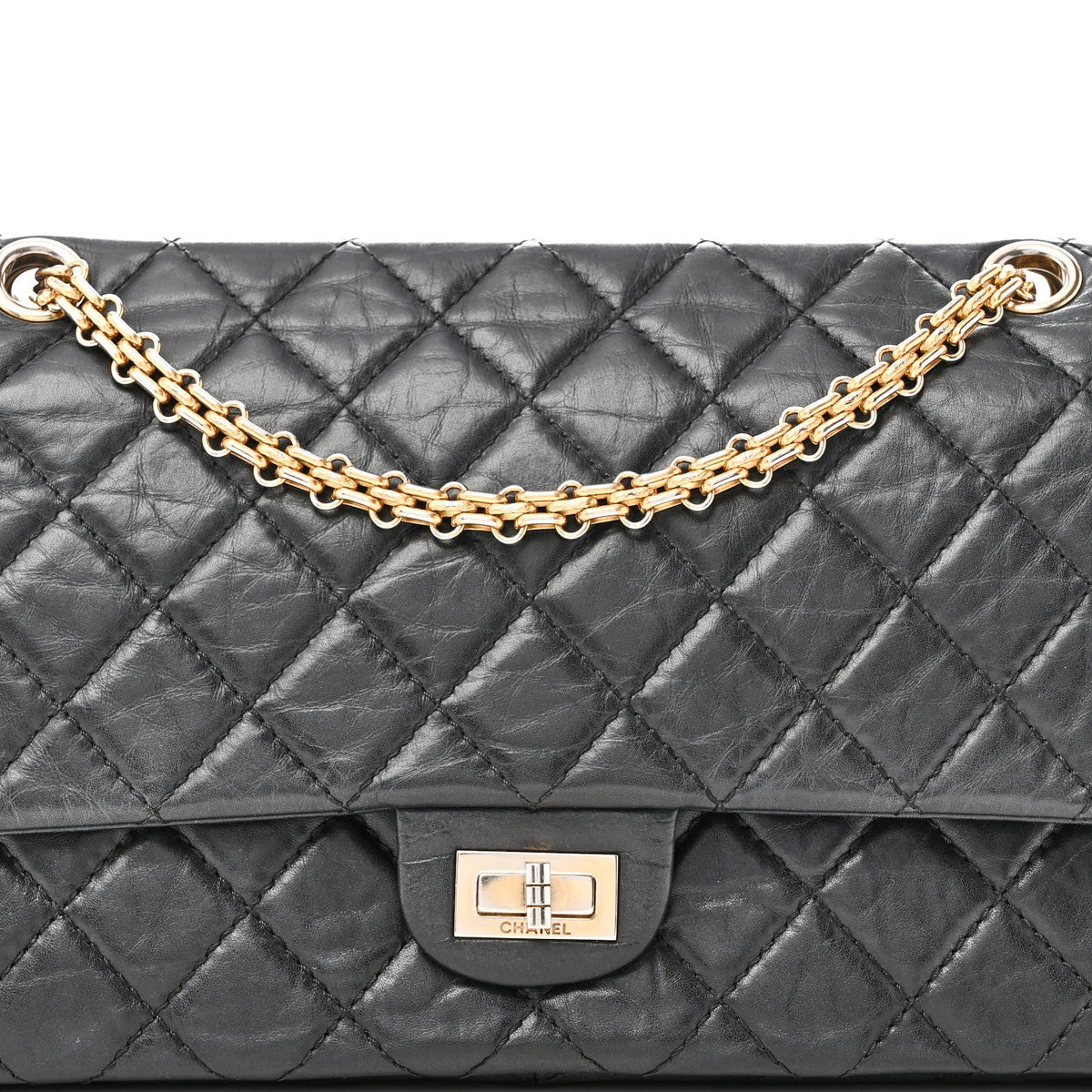 Aged Calfskin Quilted 2.55 Reissue 226 Flap Black