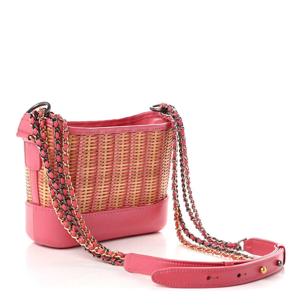 Rattan Calfskin Small Gabrielle Hobo Beige Pink