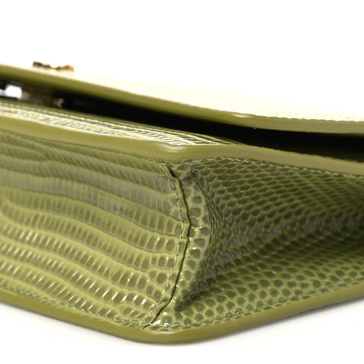 Calfskin Lizard Embossed Wallet On Chain WOC Green
