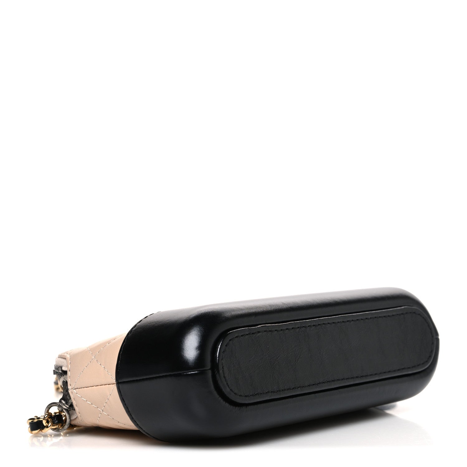 Aged Calfskin Quilted Small Gabrielle Clutch With Chain Beige Black