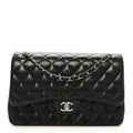 Lambskin Quilted Jumbo Double Flap Black