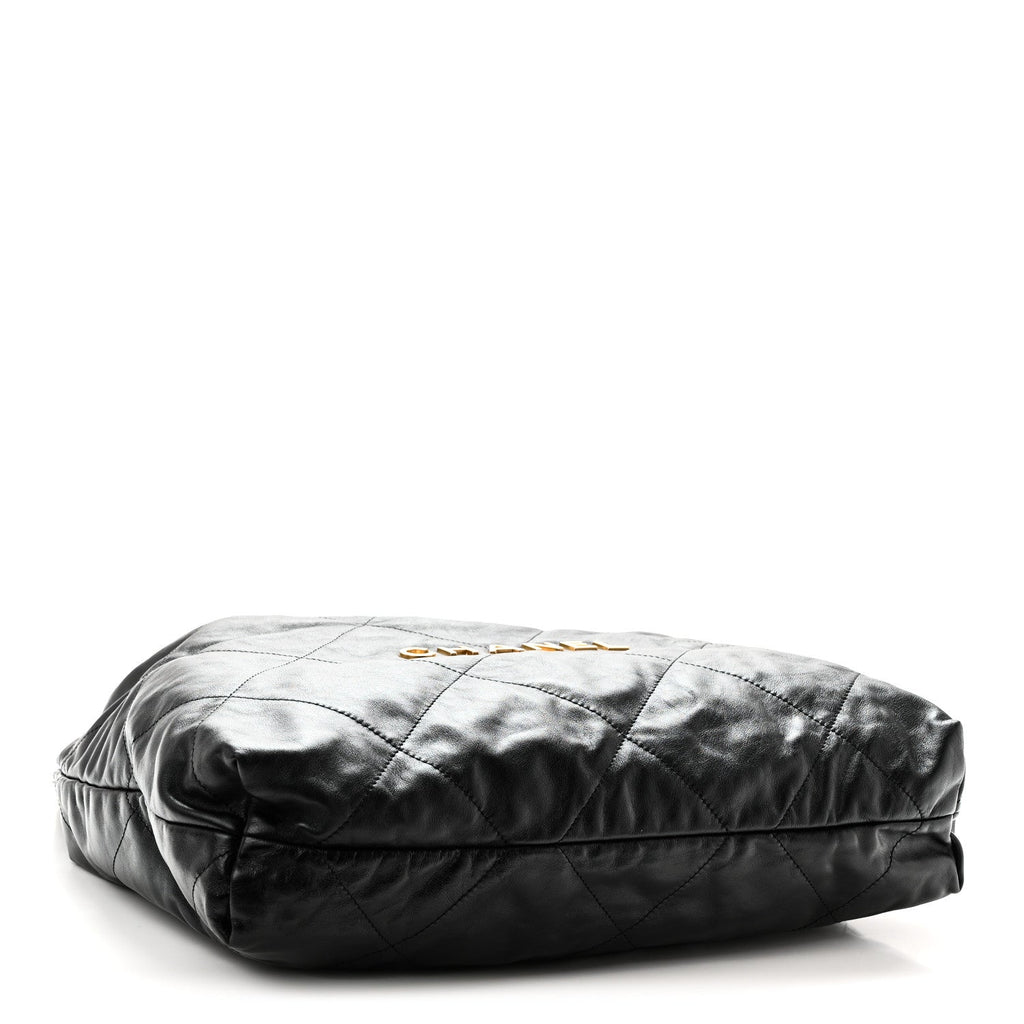 Shiny Calfskin Quilted Chanel 22 Black