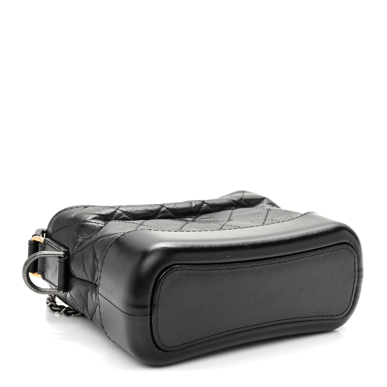 Aged Calfskin Quilted Small Gabrielle Hobo Black
