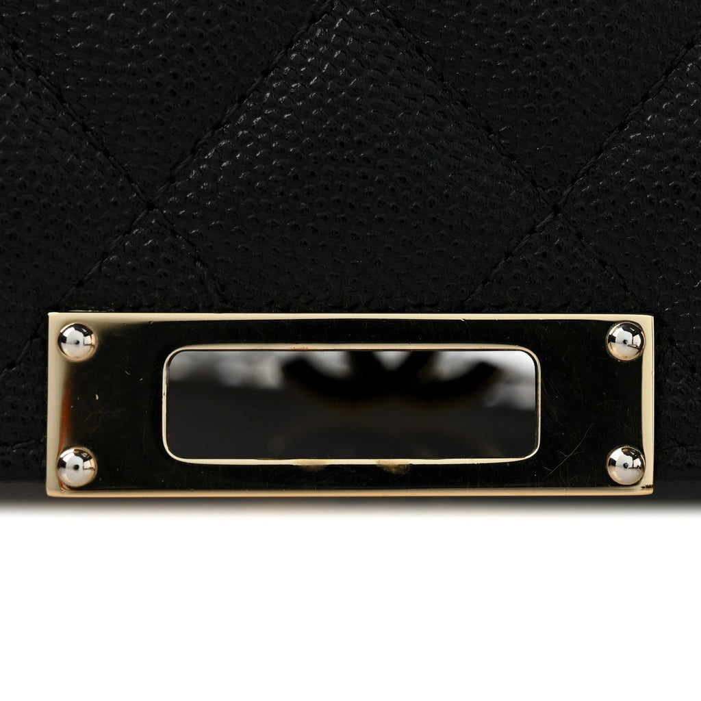 Caviar Quilted Golden Class Wallet On Chain WOC Black