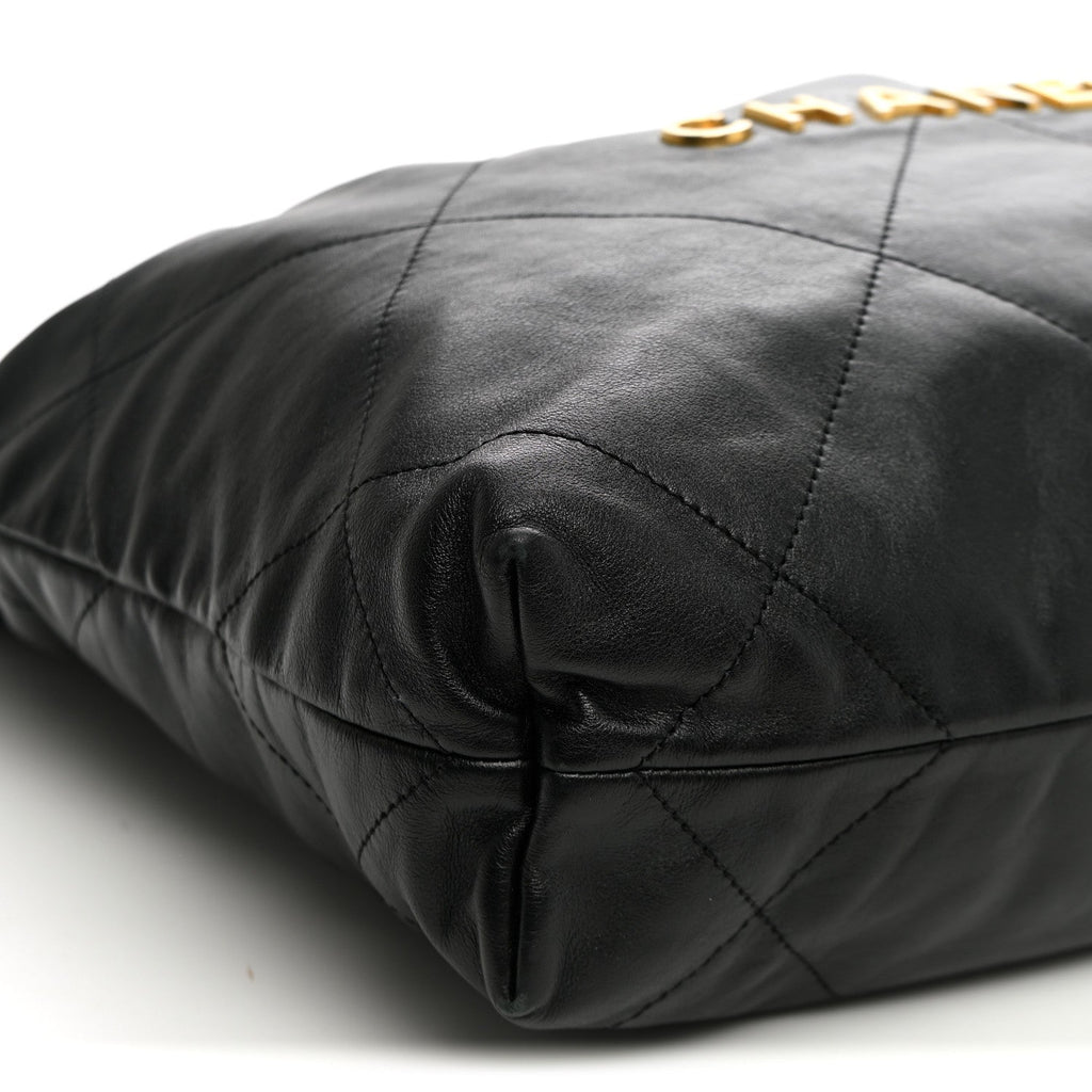 Shiny Calfskin Quilted Small Chanel 22 Black