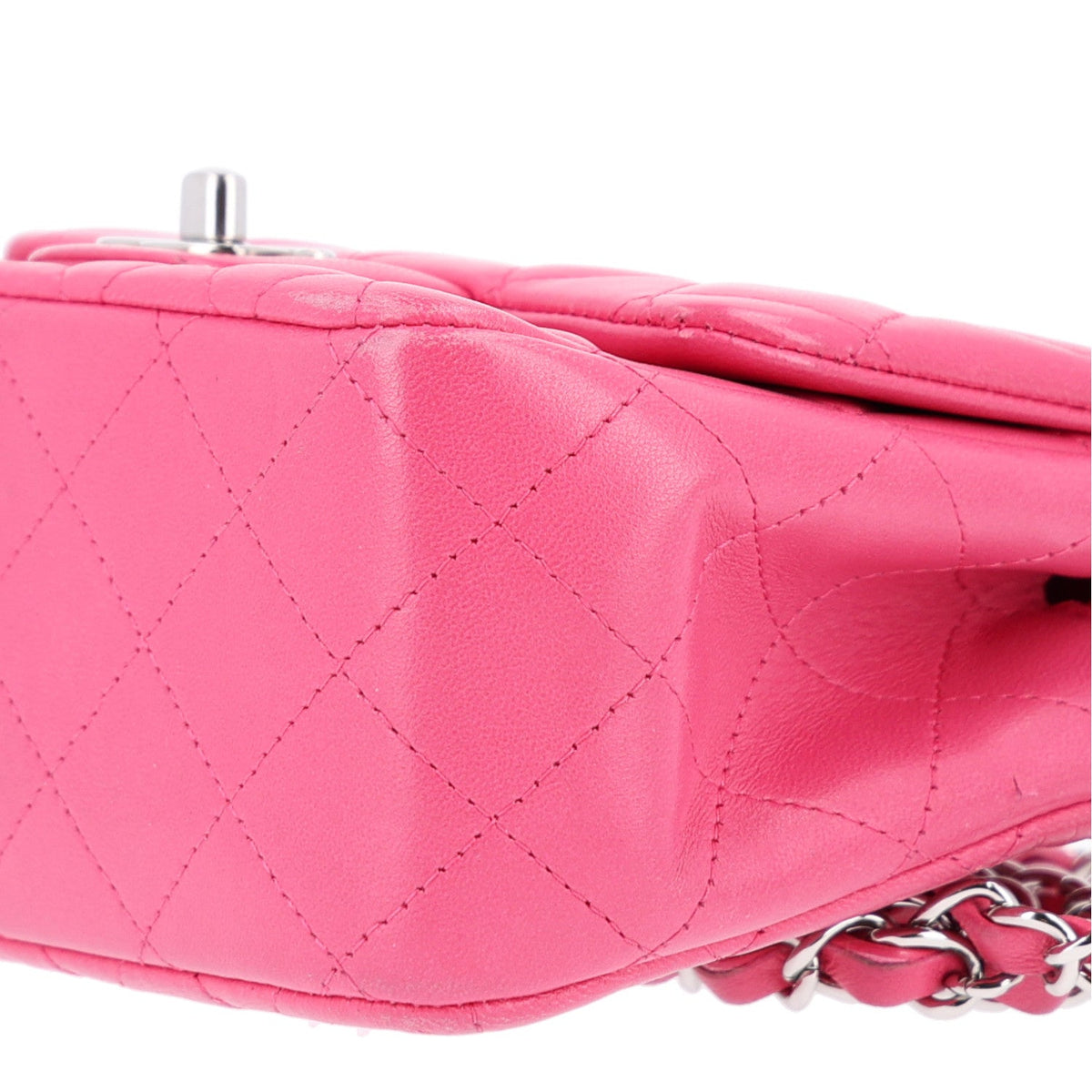 Lambskin Quilted Mini Square Flap Dark Pink