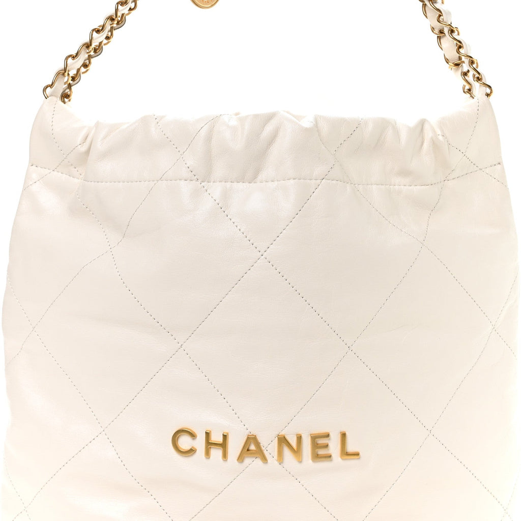 Shiny Calfskin Quilted Small Chanel 22 White