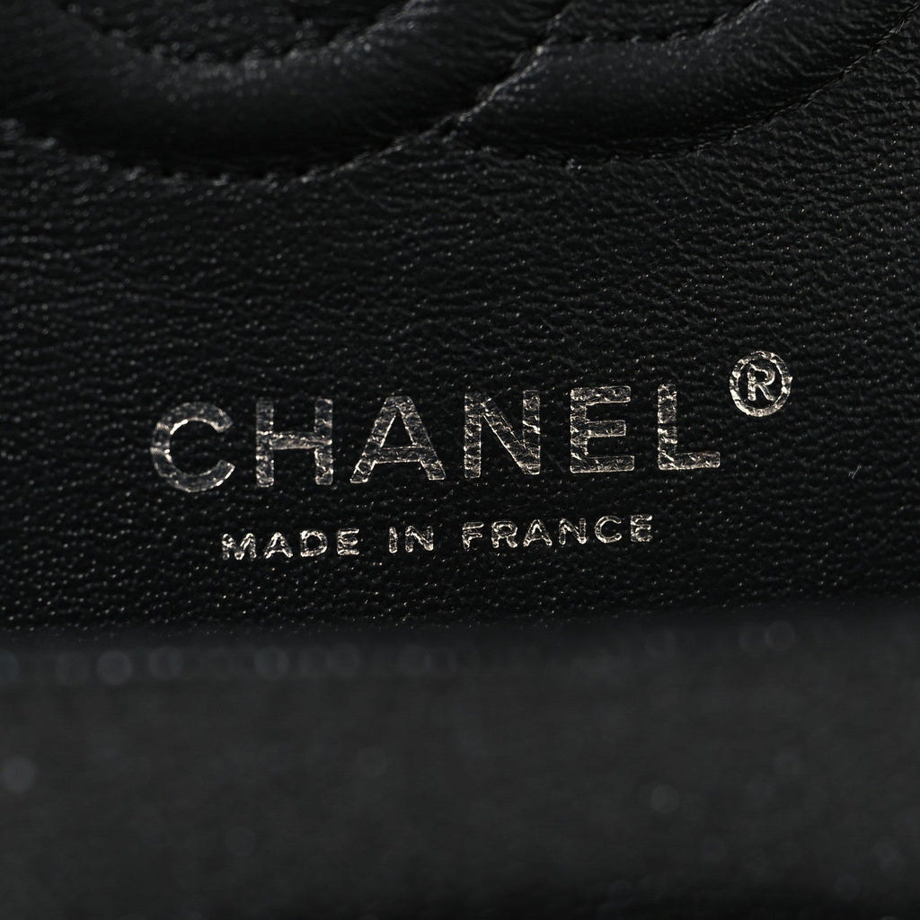 Iridescent Caviar Quilted Small Double Flap Black