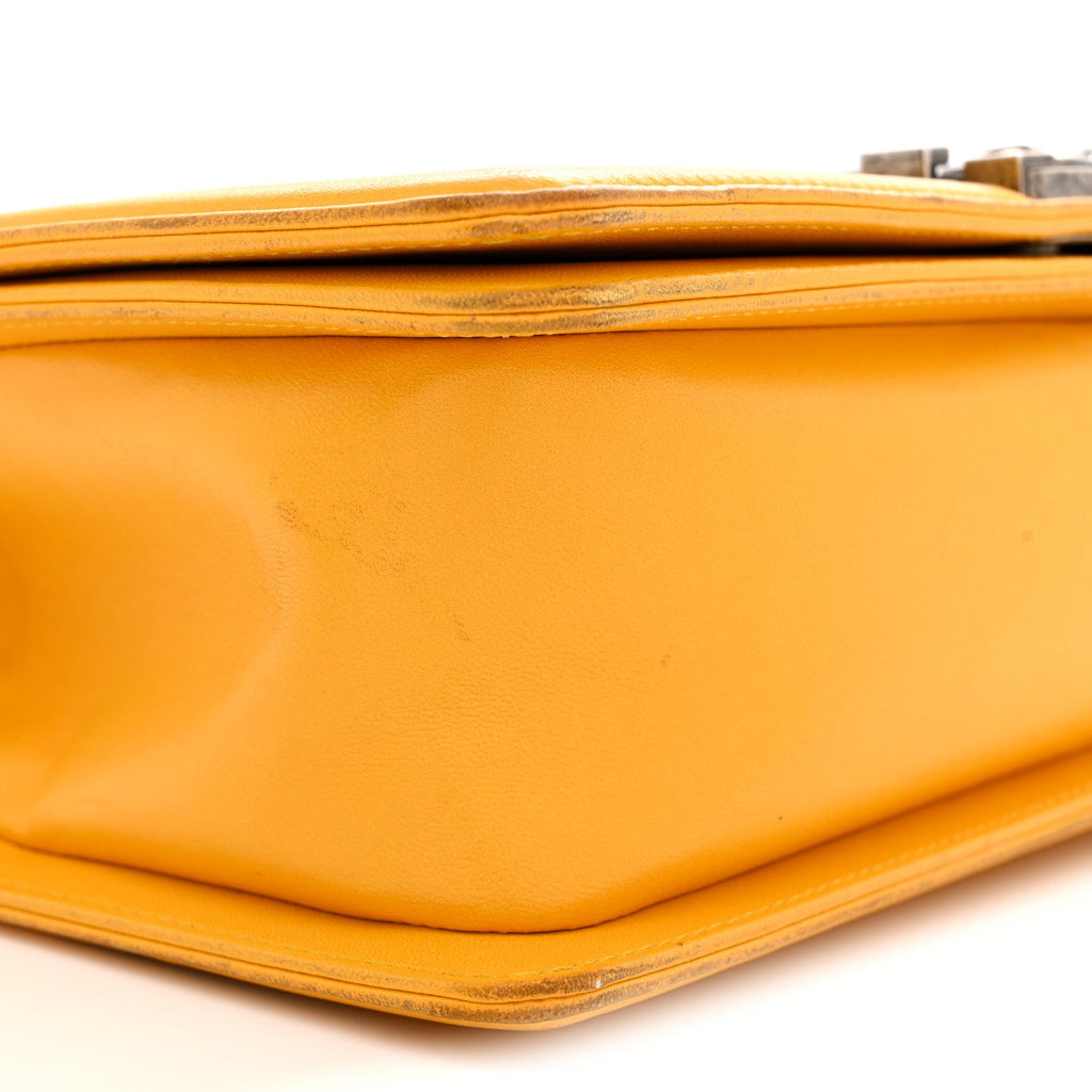 Lambskin Quilted Medium Boy Flap Yellow