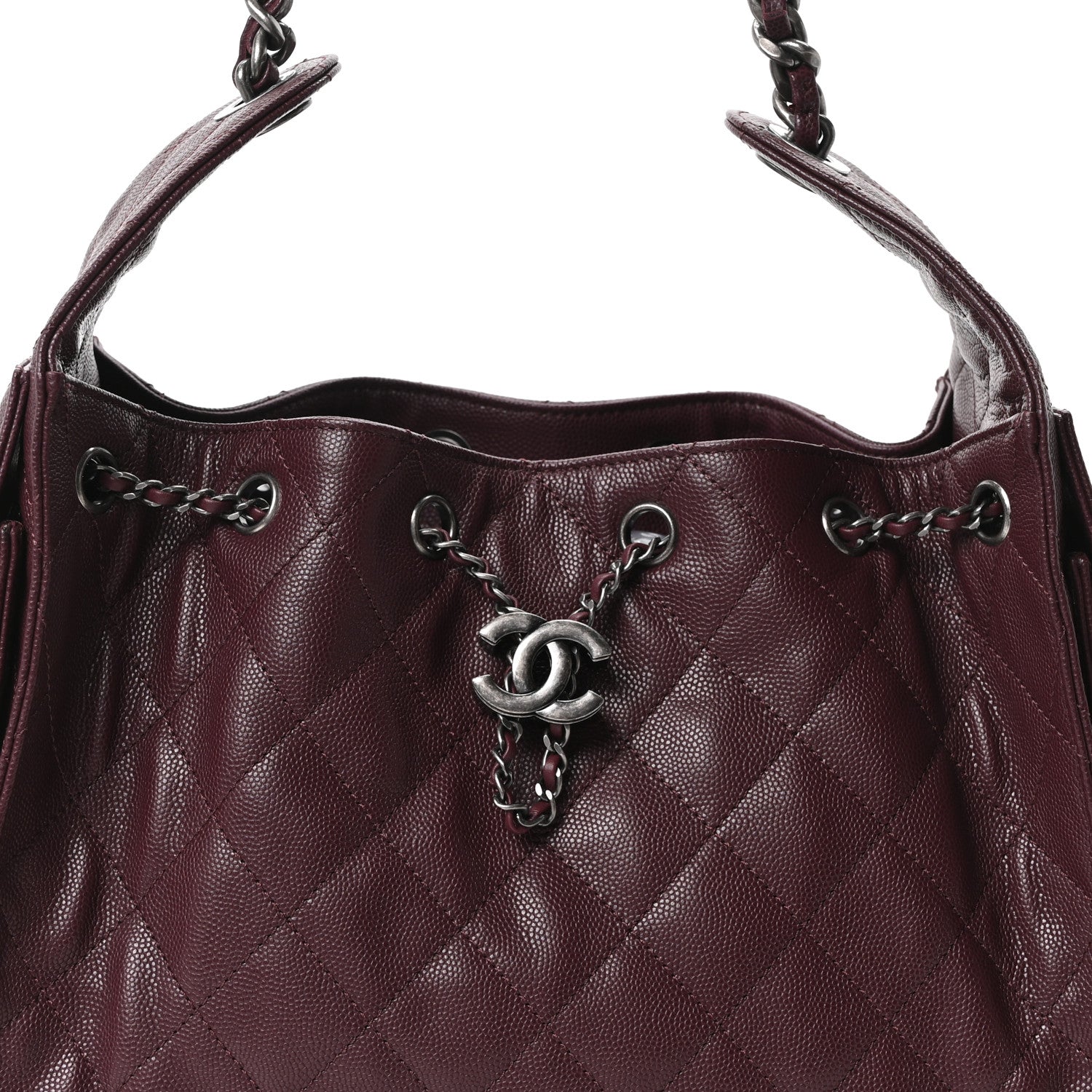 Caviar Quilted Small Chanel 25 Handbag Dark Burgundy