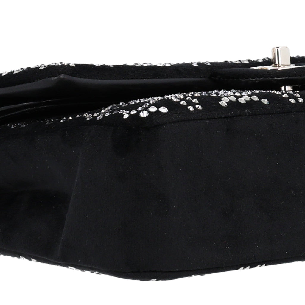 Velvet Crystal Medium Double Flap Black