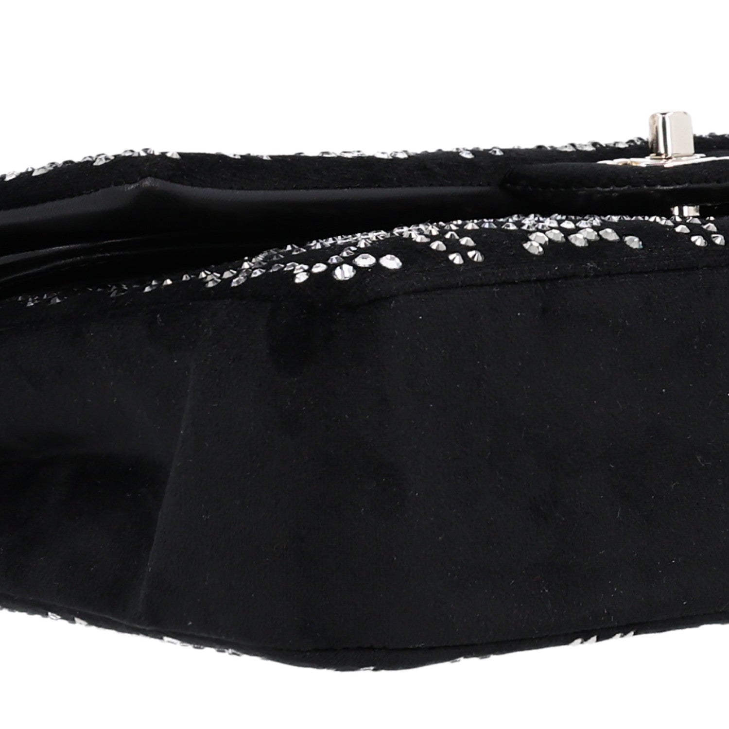 Velvet Crystal Medium Double Flap Black