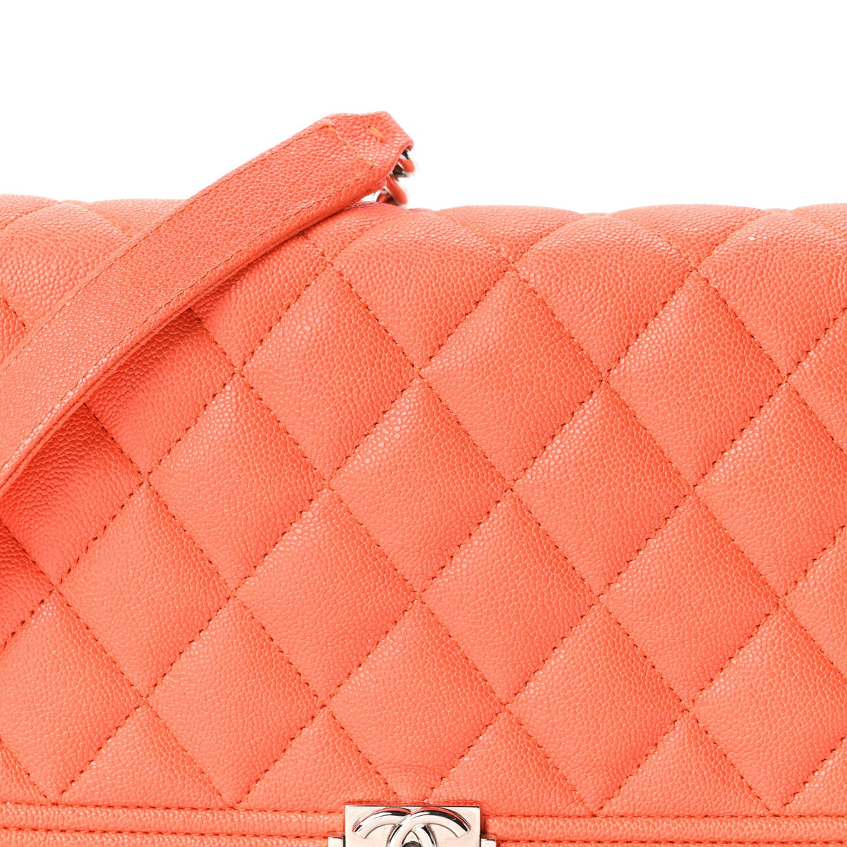 Caviar Quilted Boy Wallet On Chain WOC Orange