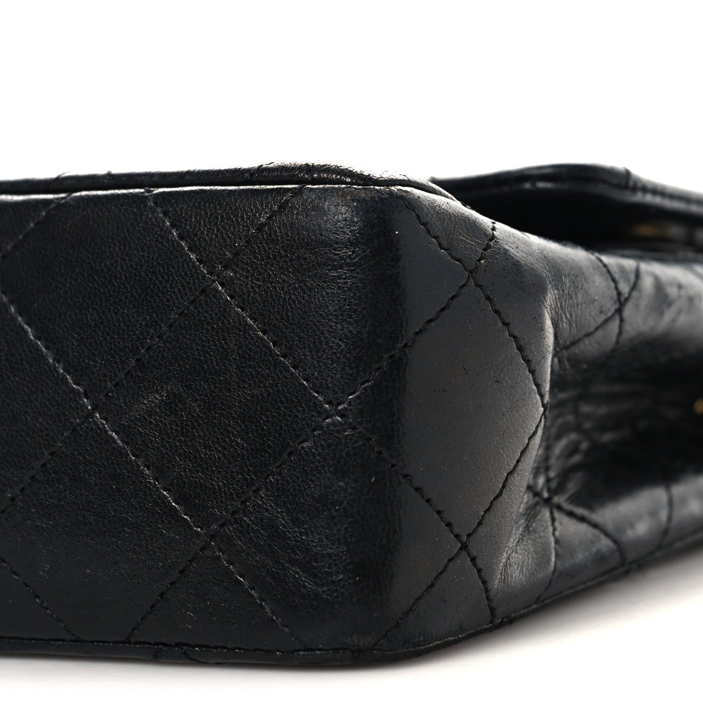 Lambskin Quilted Small Double Flap Black