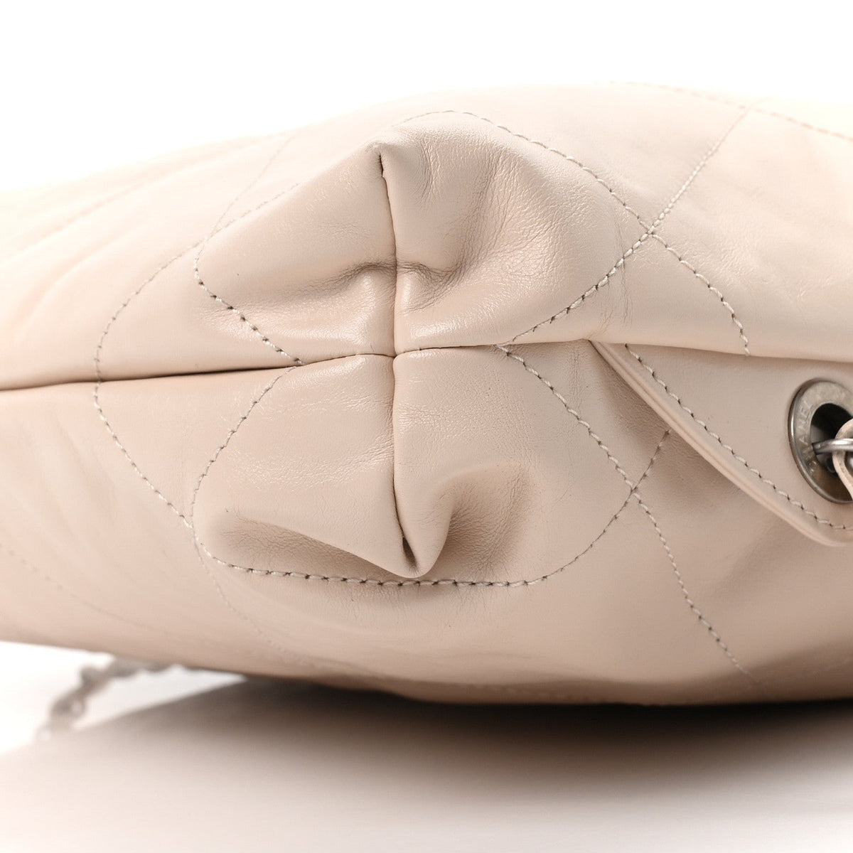 Shiny Calfskin Quilted Chanel 22 Backpack Beige