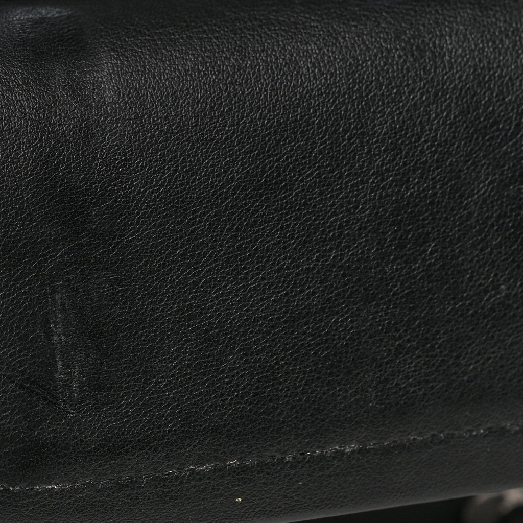 Lambskin Chevron Quilted Medium Double Flap Black