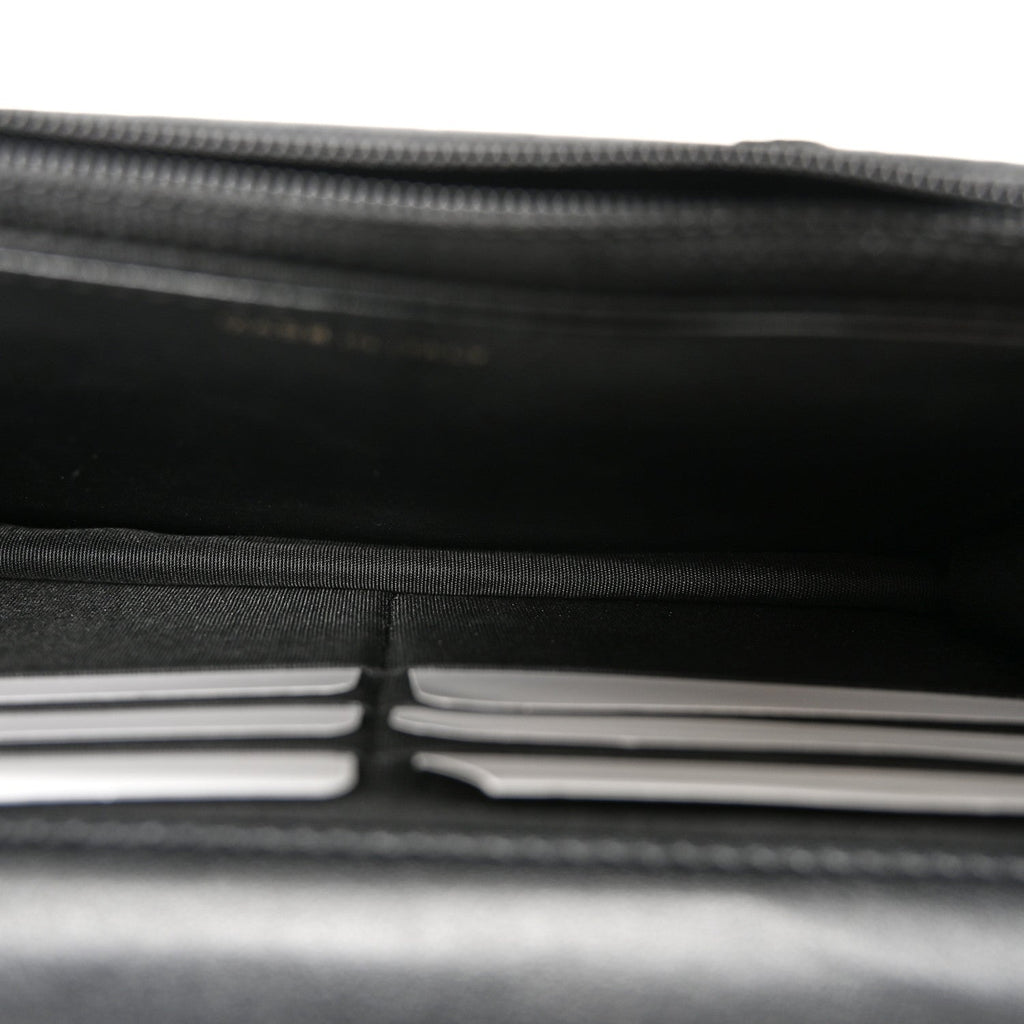 Calfskin Elaphe Double Chevron Mini Wallet On Chain WOC Black Black