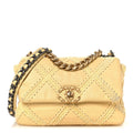 Calfskin Crochet Medium Chanel 19 Flap Yellow