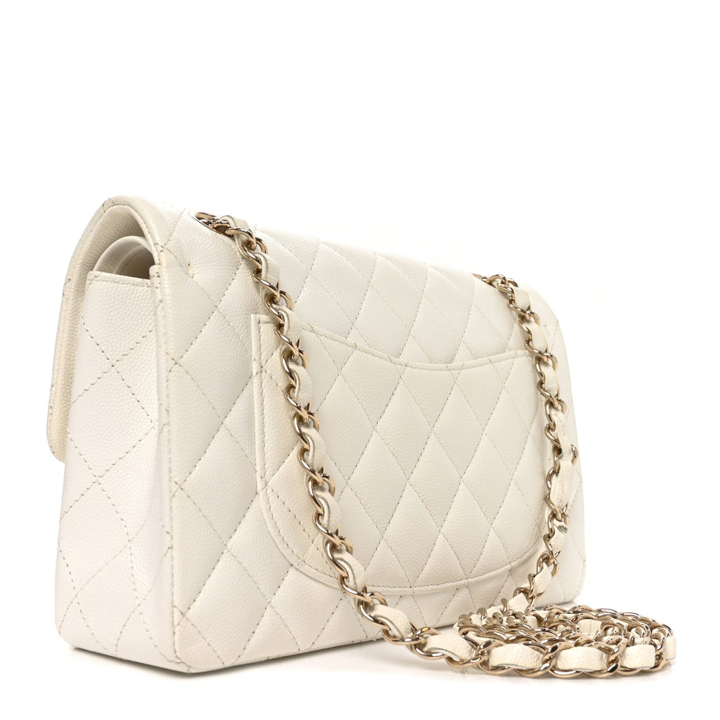 Caviar Quilted Small Double Flap White
