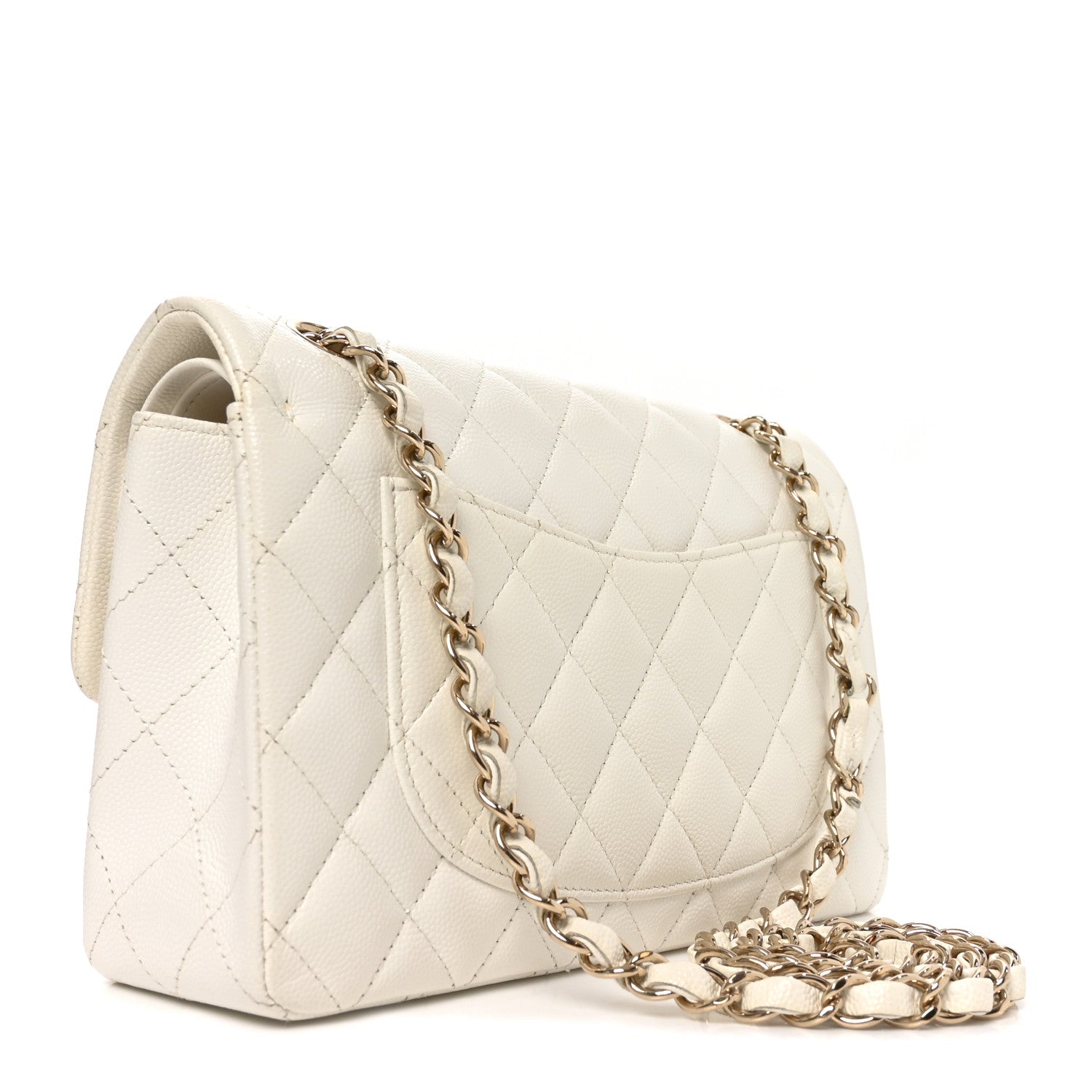 Caviar Quilted Small Double Flap White