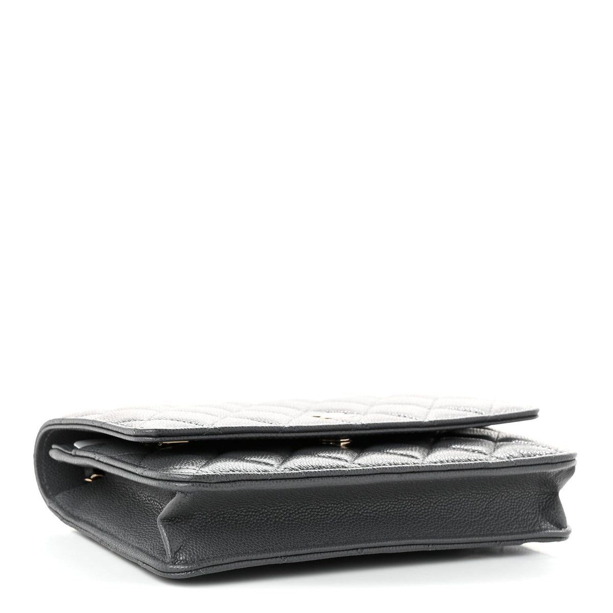 Caviar Quilted Wallet on Chain WOC Grey