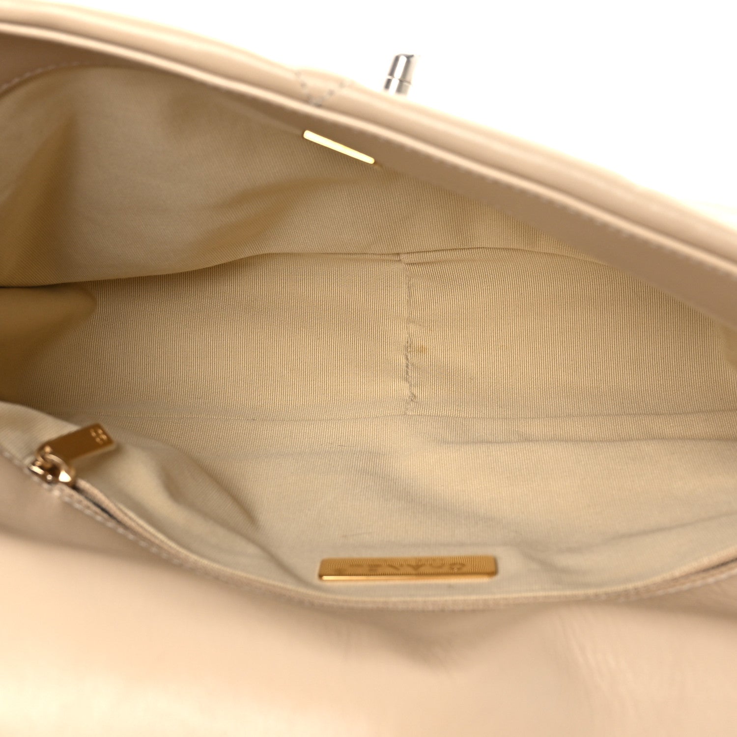 Lambskin Quilted Large Chanel 19 Flap Beige