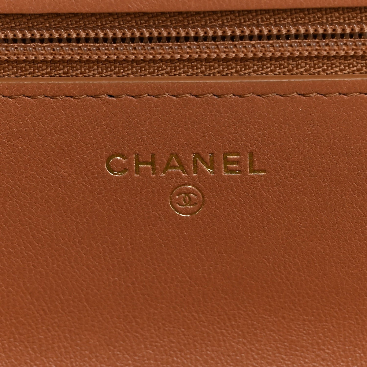 Lambskin Quilted Chanel 19 Wallet On Chain WOC Brown