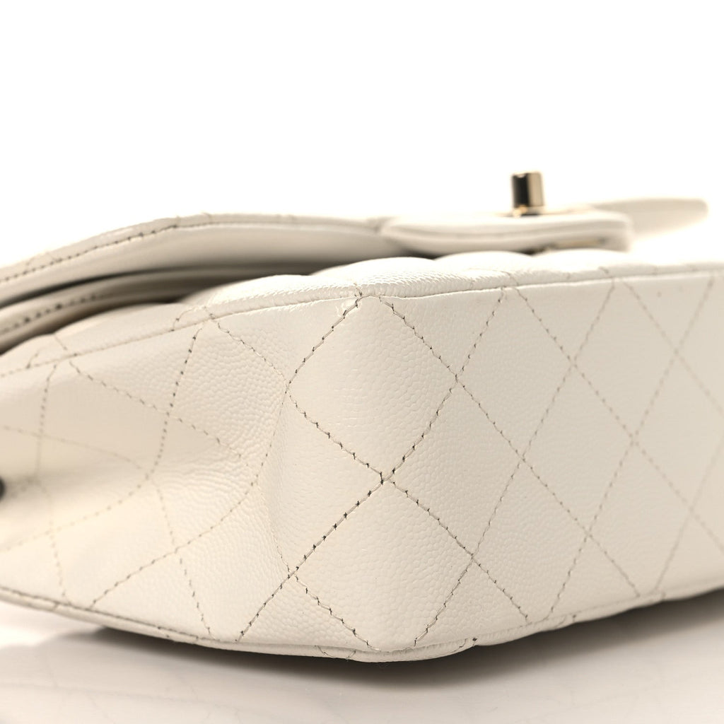 Caviar Quilted Small Double Flap White