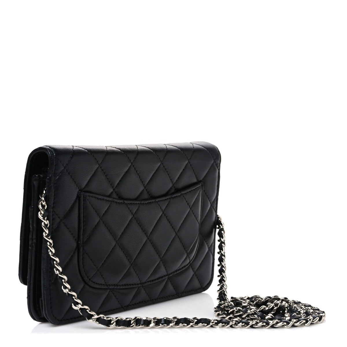 Lambskin Quilted Wallet On Chain WOC Black