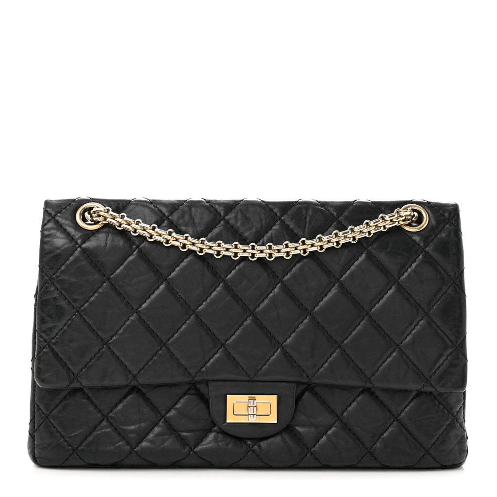 Aged Calfskin Quilted 2.55 Reissue 226 Flap Black