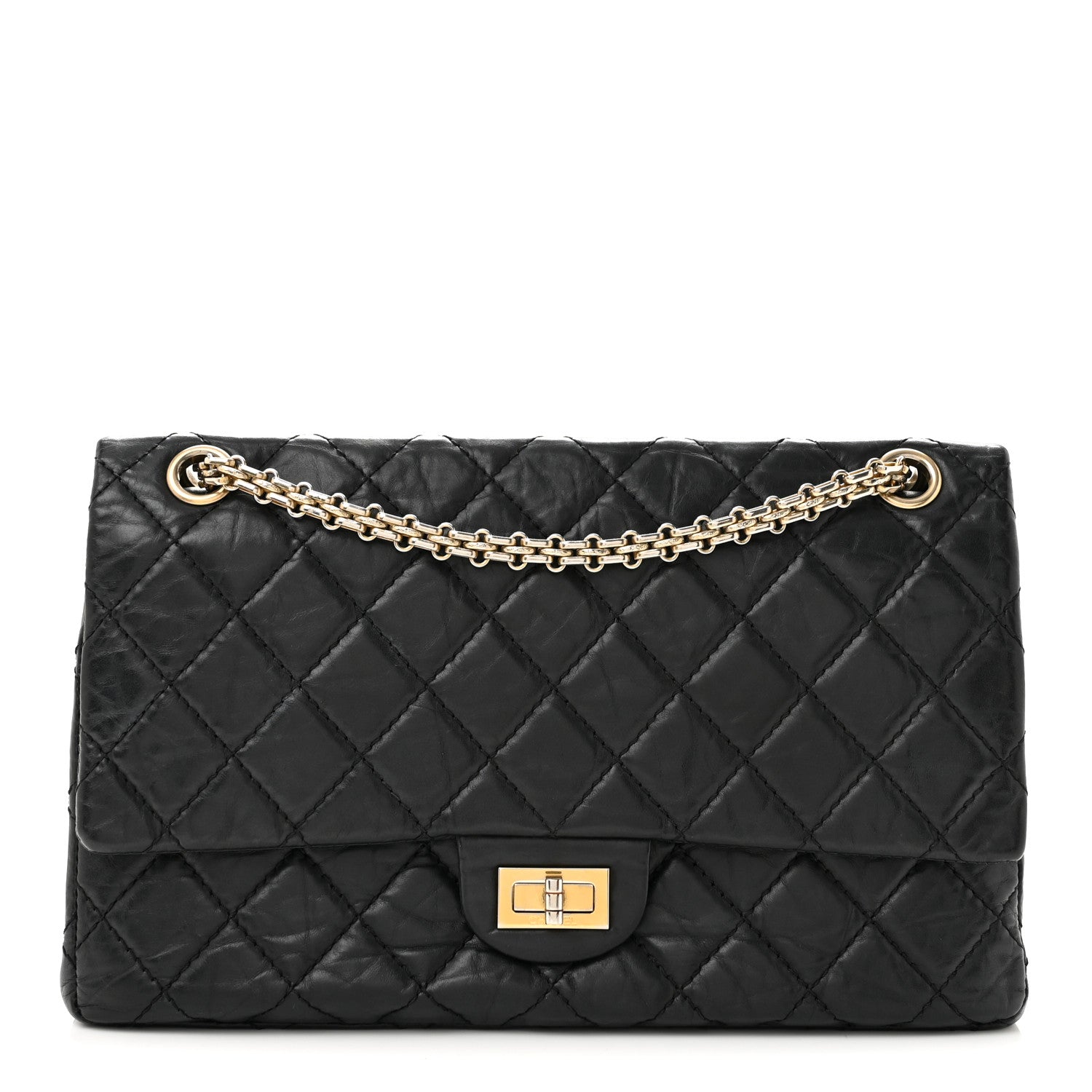 Aged Calfskin Quilted 2.55 Reissue 226 Flap Black
