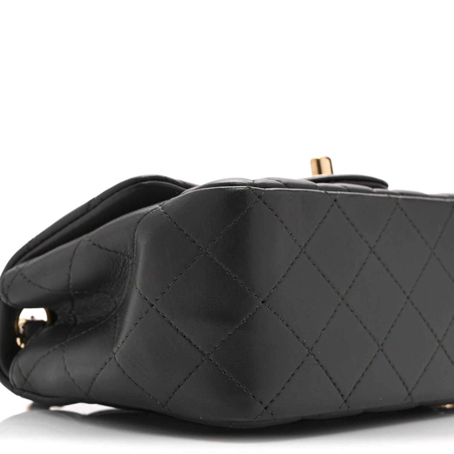 Lambskin Quilted Mini Square Flap Dark Grey