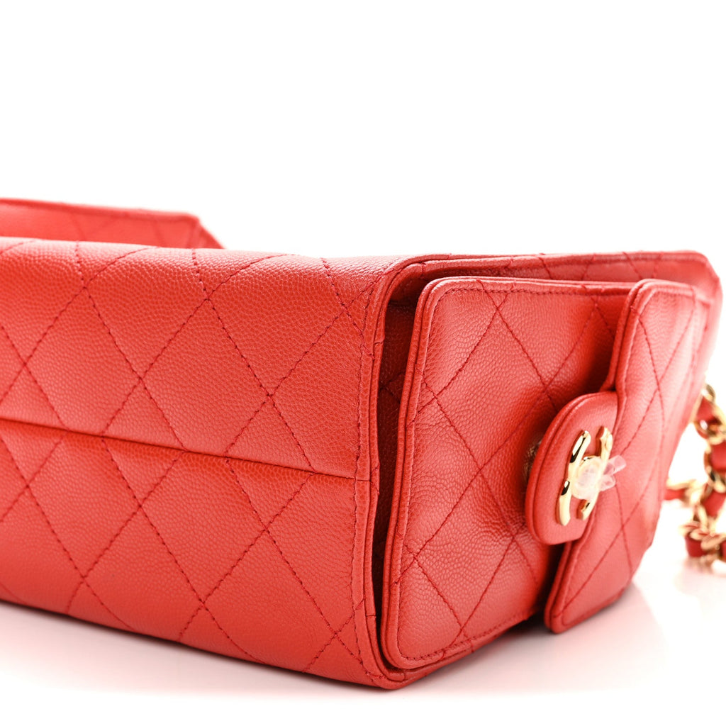Caviar Quilted Mini Chanel 25 Handbag Red