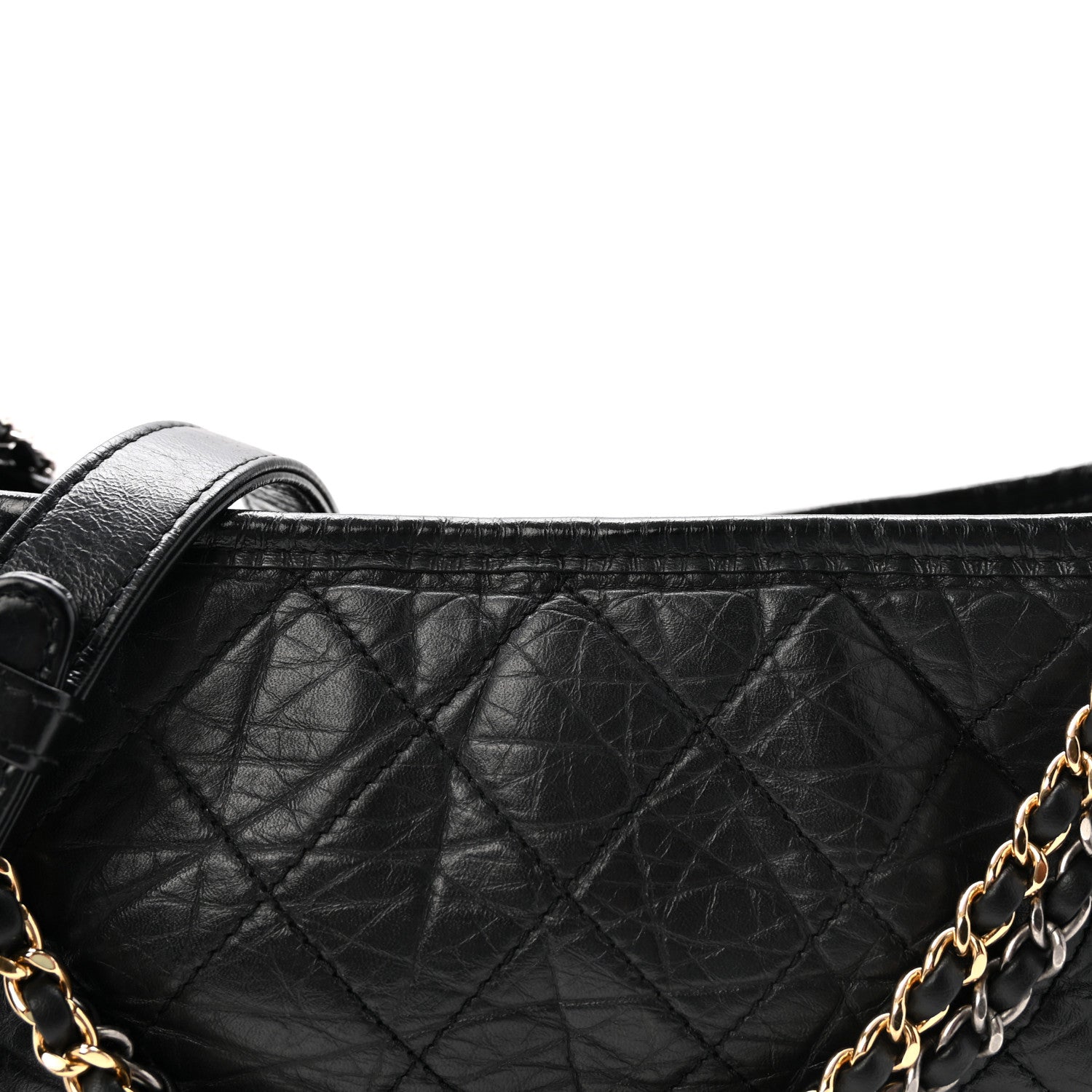 Aged Calfskin Quilted New Medium Gabrielle Hobo Black