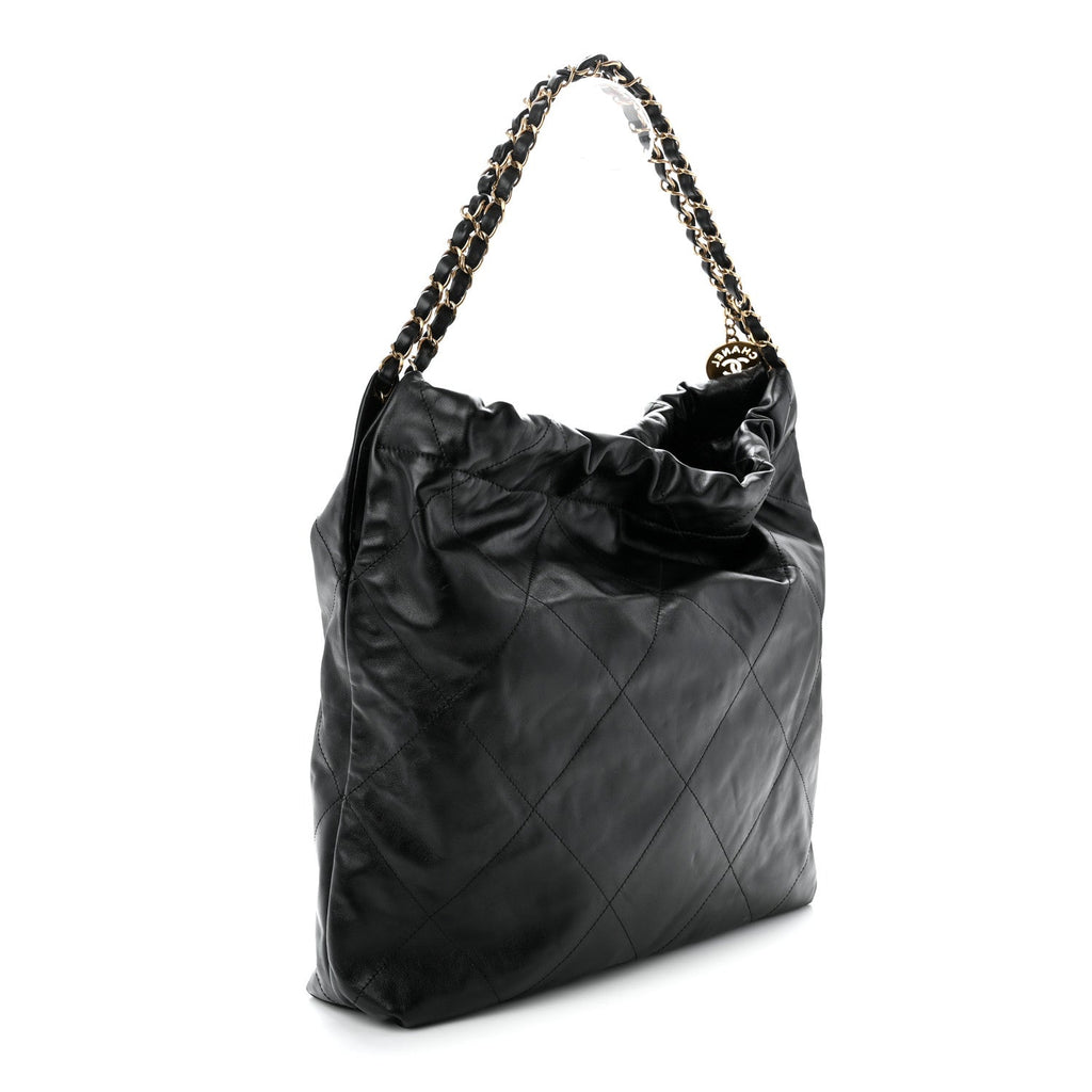 Calfskin Quilted Chanel 22 Black