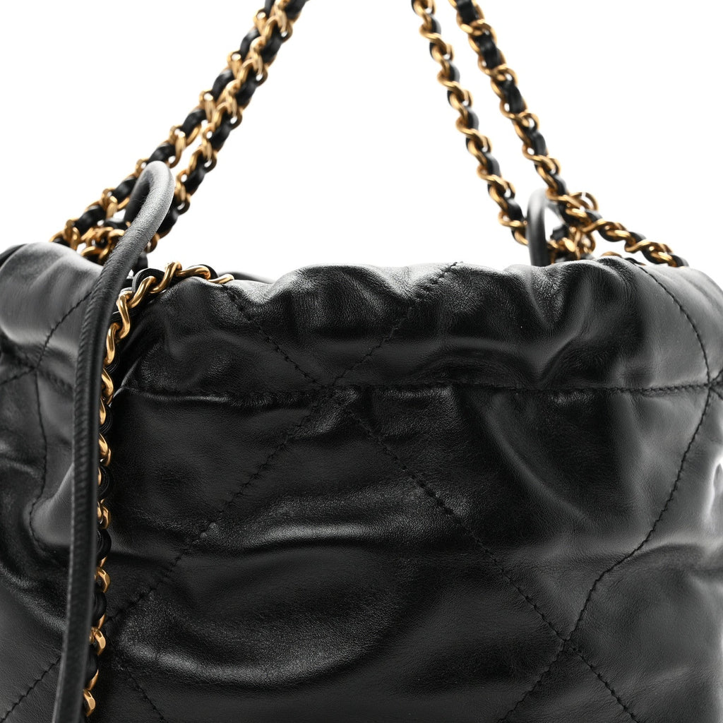 Shiny Calfskin Quilted Mini Chanel 22 Black