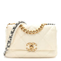 Lambskin Quilted Medium Chanel 19 Flap White White