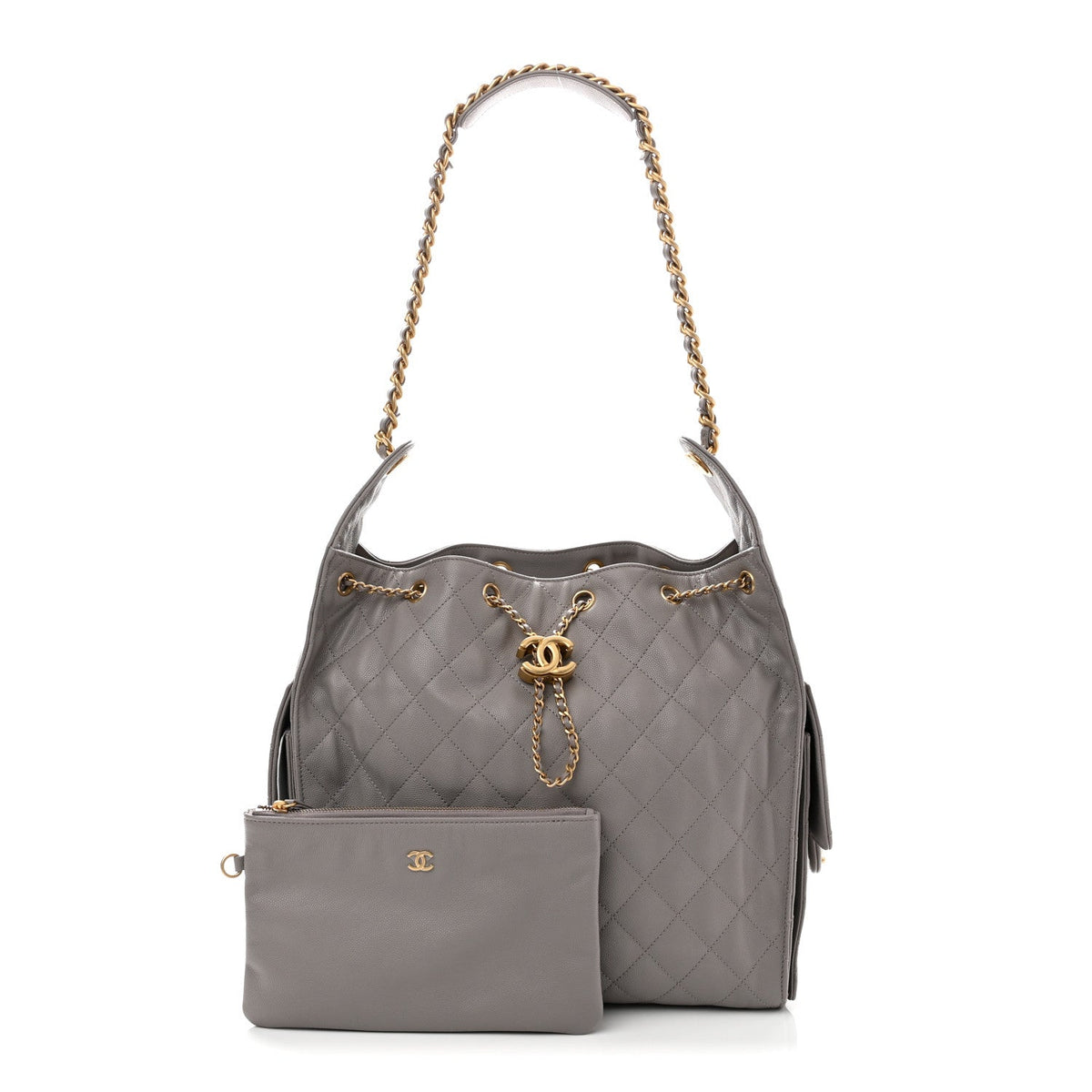 Caviar Quilted Medium Chanel 25 Handbag Dark Grey