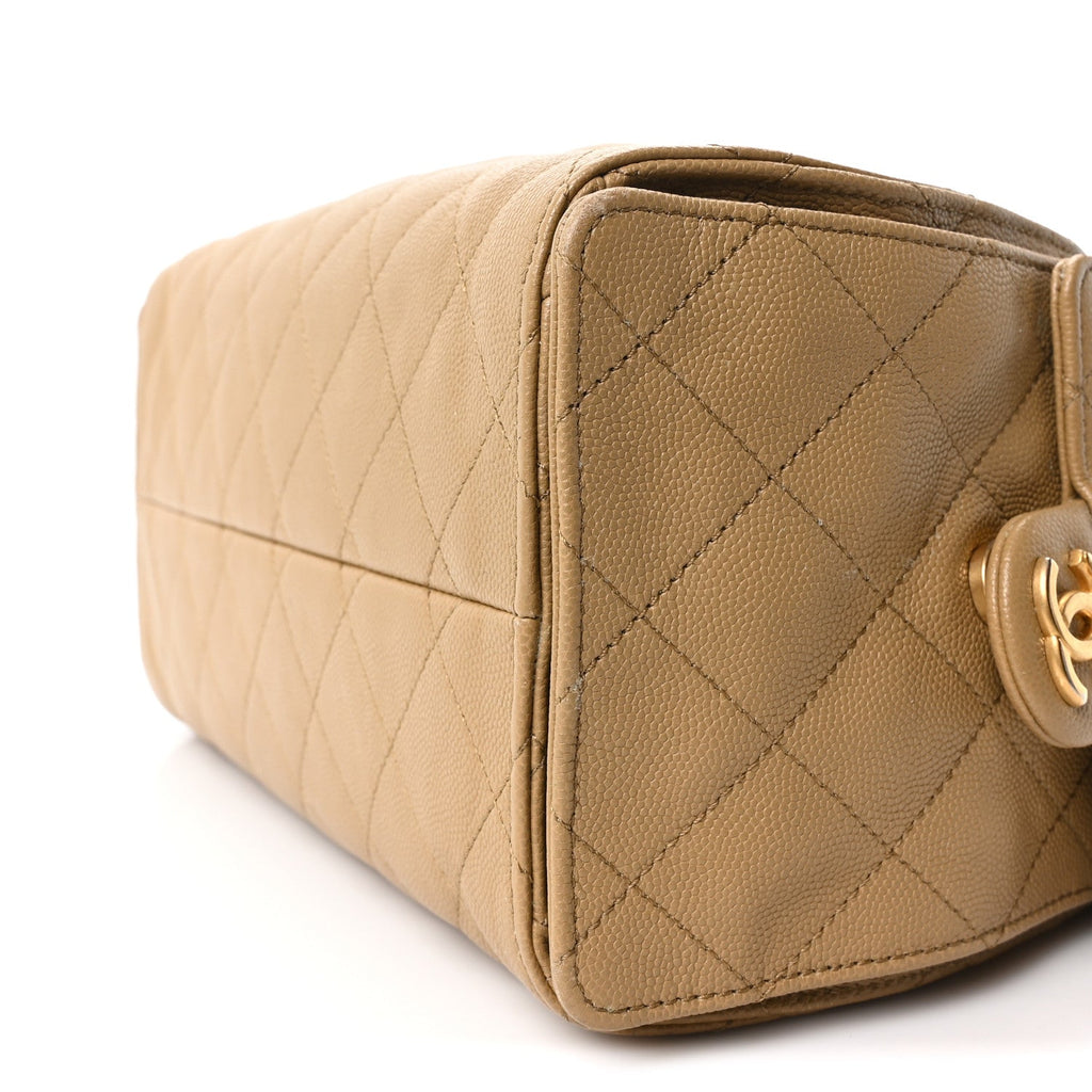 Caviar Quilted Small Chanel 25 Handbag Beige