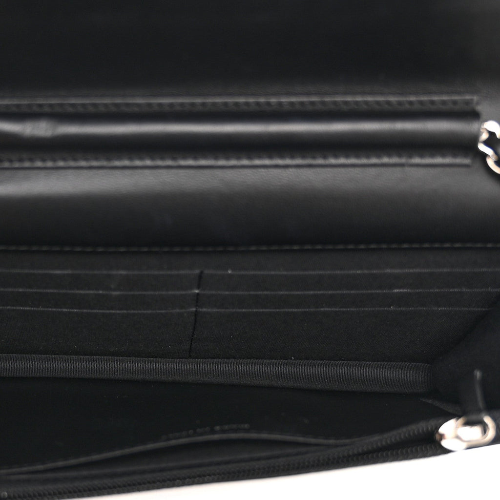 Printed Lambskin Airlines Wallet On Chain WOC White Blue Black
