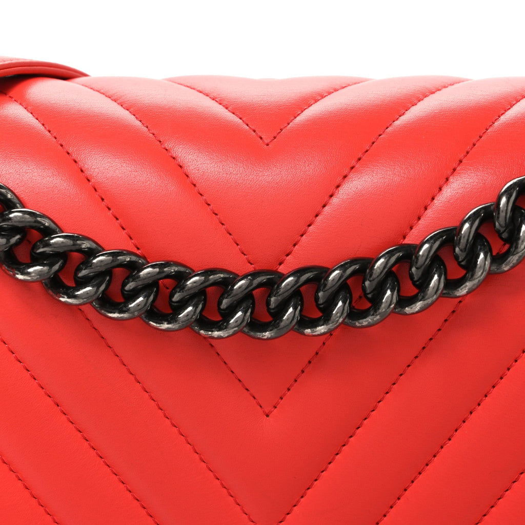 Lambskin Chevron Quilted Medium Boy Flap Orange