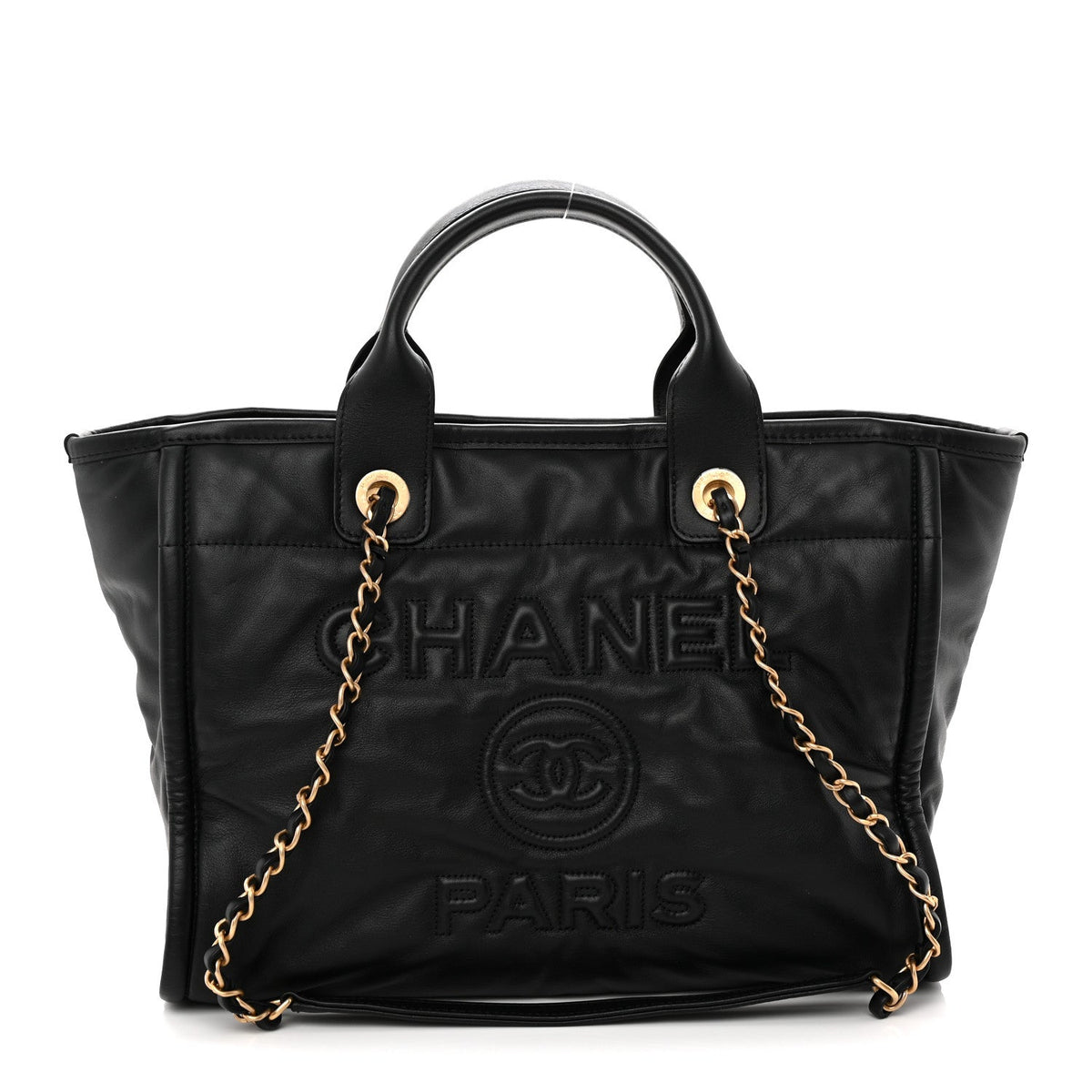 Calfskin Small Deauville Tote Black