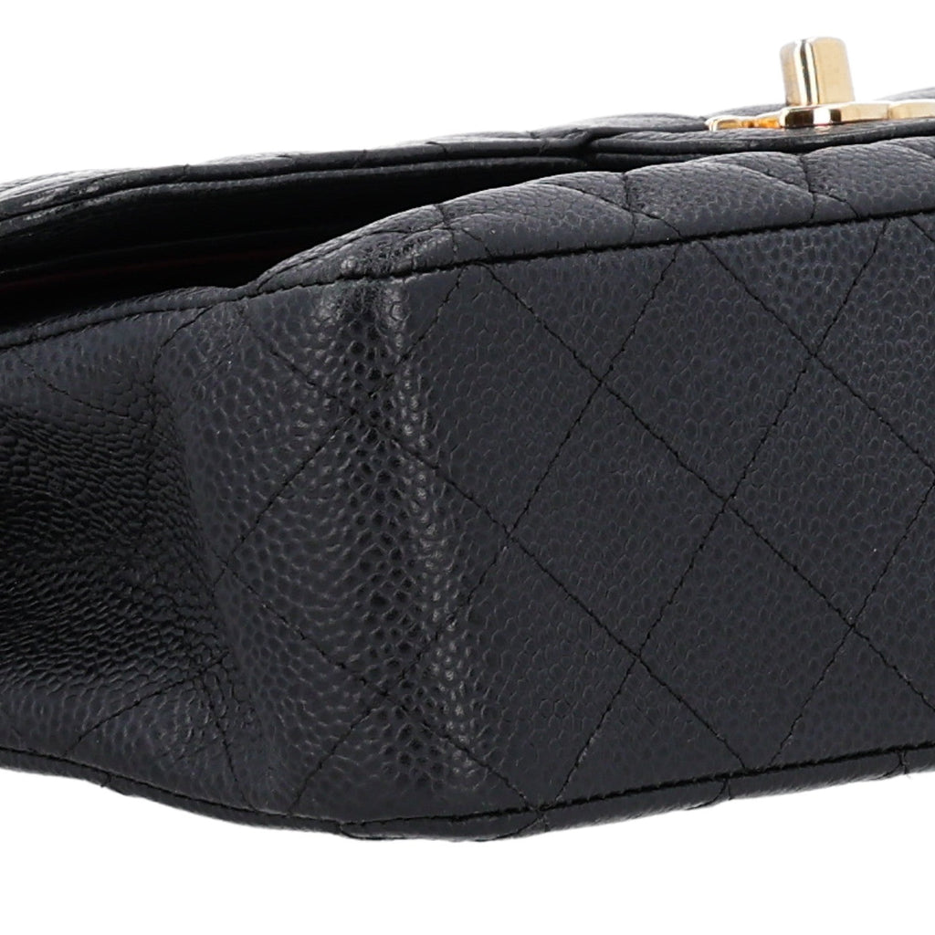 Caviar Quilted Medium Double Flap Black