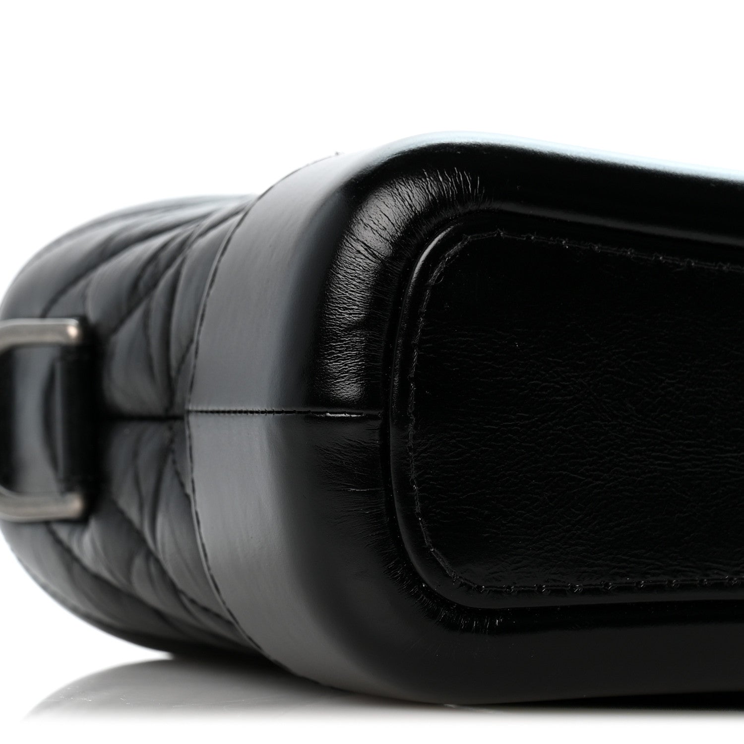 Aged Calfskin Chevron Quilted Small Gabrielle Hobo Black