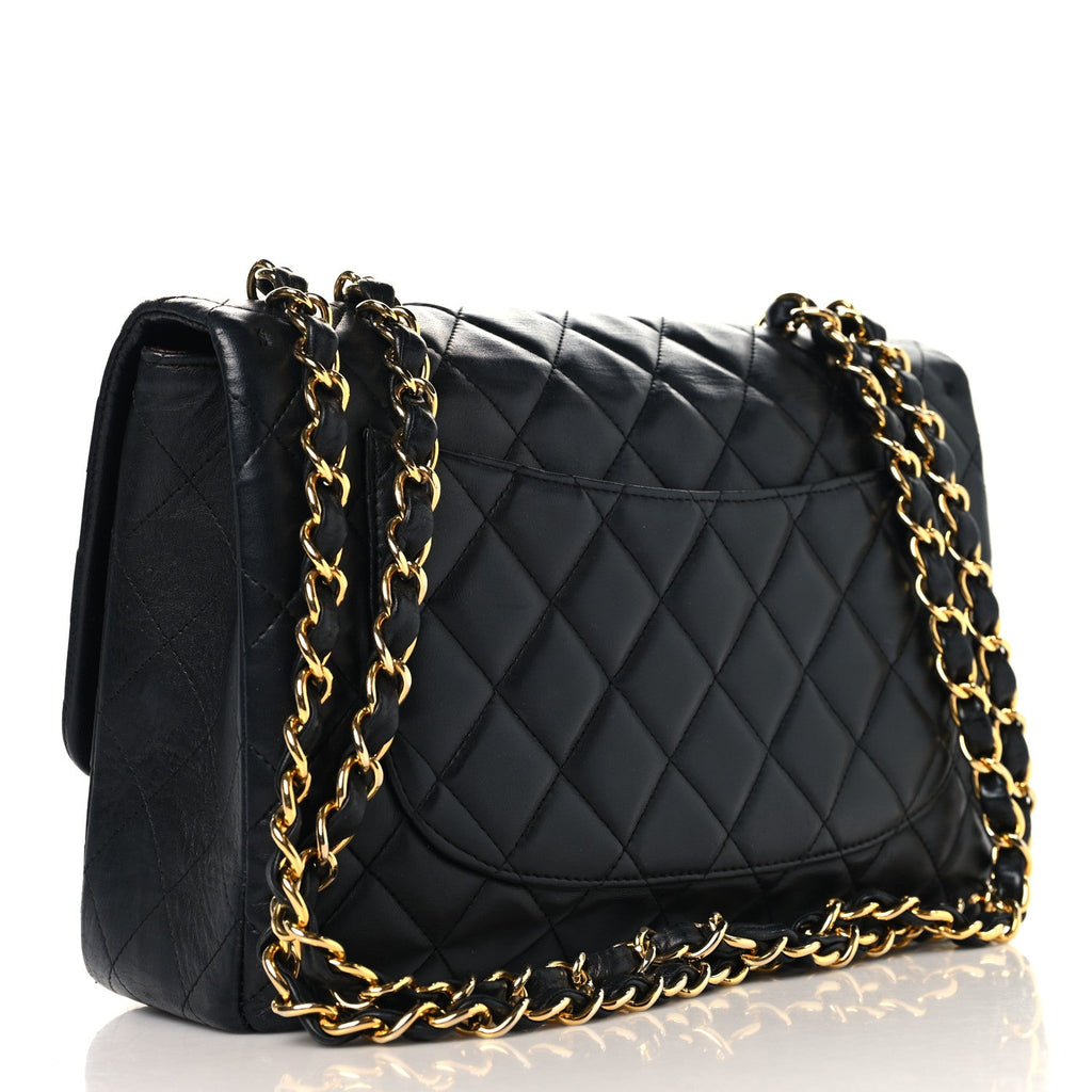 Lambskin Quilted Jumbo Double Flap Black